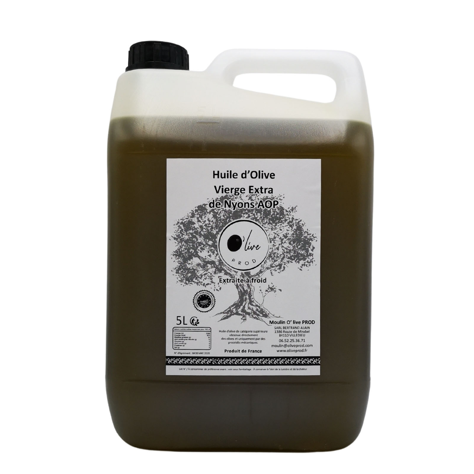 Huile d'olive AOP Nyons Vierge Extra - 5L - O' live PROD