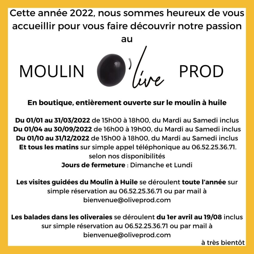 HORAIRE MOULIN 2022